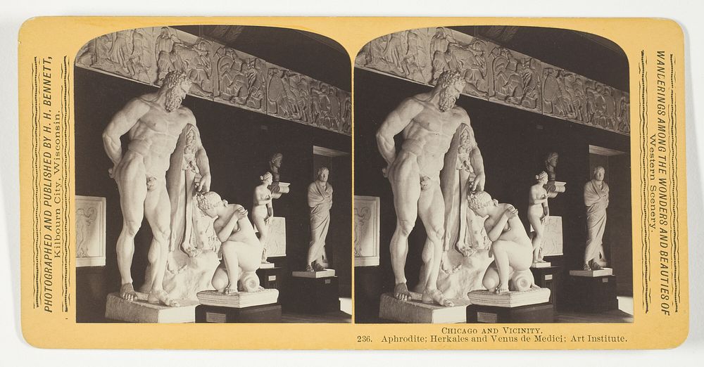 Aphrodite; Herkales and Venus de Medici; Art Institute, from the series "Chicago and Vicinity" by Henry Hamilton Bennett