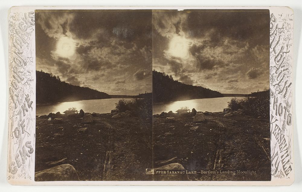 Upper Saranac Lake - Bartlett's Landing Moonlight, from the series "Gems of the Adirondacks" by Baldwin Photo