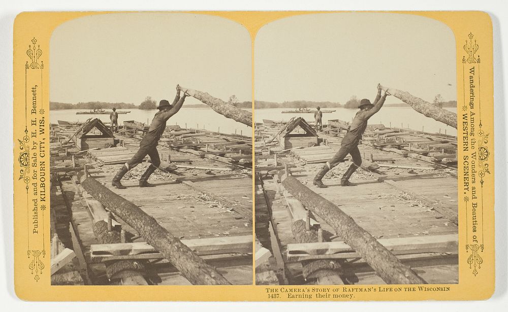 Earning their money, from the series "The Camera's Story of Raftman's Life on the Wisonsin" by Henry Hamilton Bennett