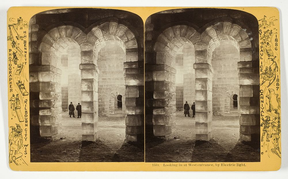 Looking in at West entrance, by Electric light, No. 1550 from the series "St. Paul Ice Carnival" by Henry Hamilton Bennett