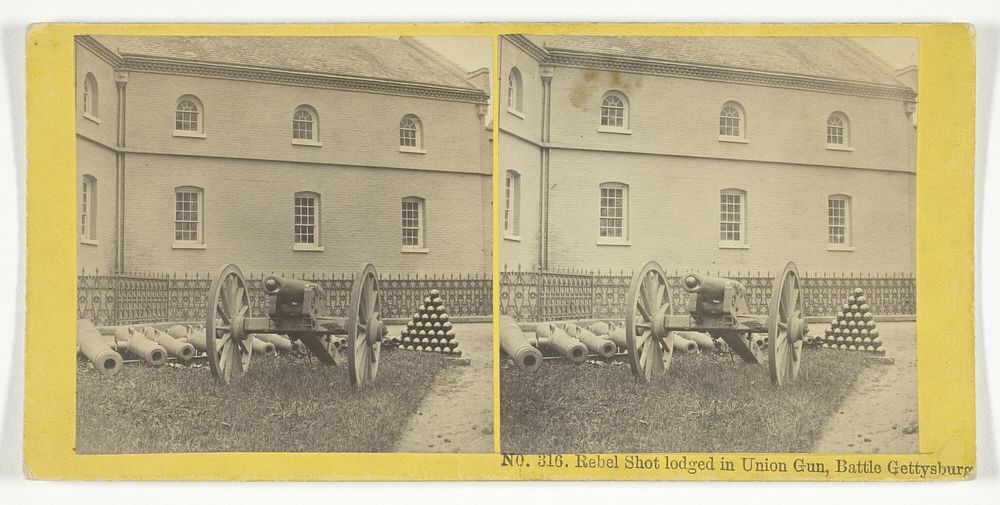 Rebel Shot lodged in Union Gun, Battle Gettysburg by Kilburn Brothers