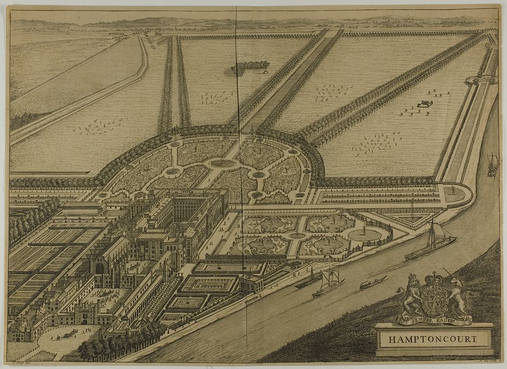 Hampton Court, plate six from Britannia Illustrata by Johannes Kip (Engraver)