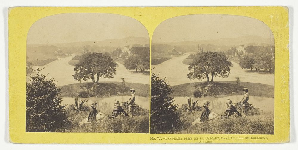Panorama Prise de la Cascade, dans le Bois de Boulogne, A Paris by London Stereoscopic and Photographic Company