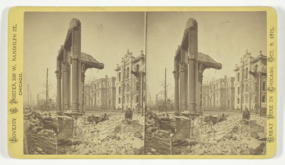 Court House, seen through ruins of Fifth National Bank, No. 13 from the series "Among the Ruins in Chicago" by Lovejoy and…