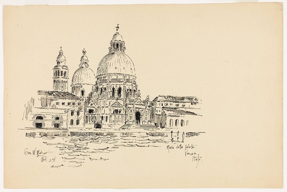 Sta. Maria della Salute, Venice, Italy, Travel Sketch by George Washington Maher