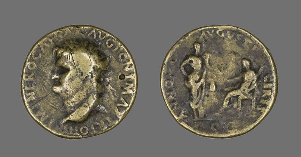Sestertius (Coin) Portraying Emperor Nero by Ancient Roman