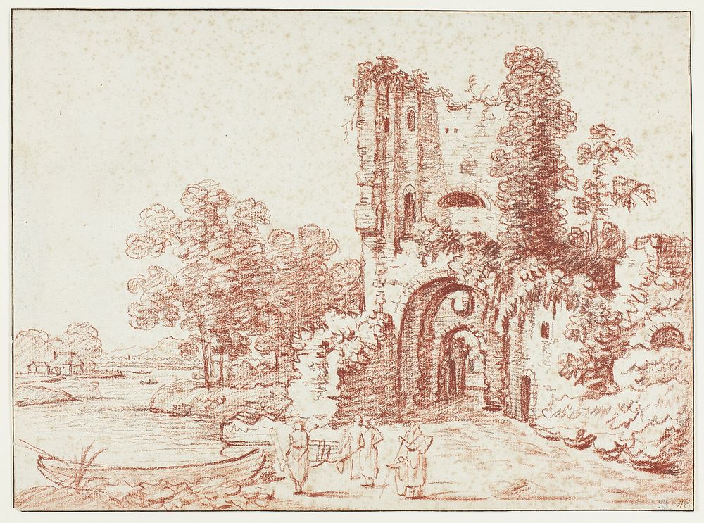 Landscape with Ruined Tower by Pierre Alexandre Wille