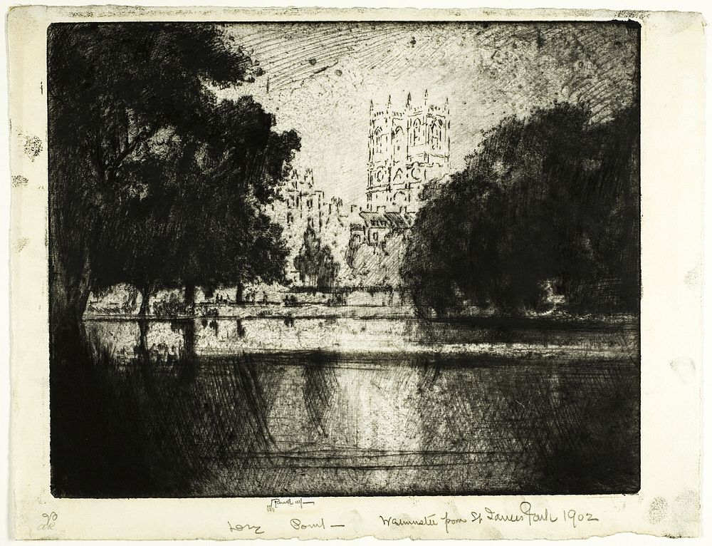 Westminster's Towers, from Saint James Park by Joseph Pennell