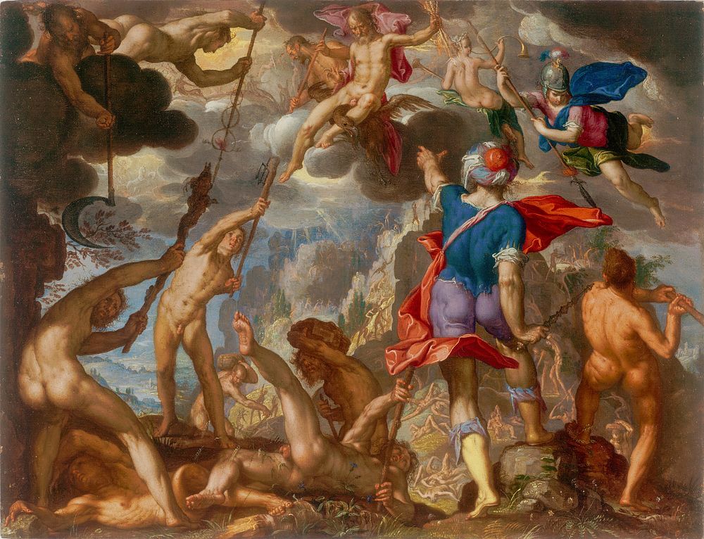 The Battle between the Gods and the Giants by Joachim Antonisz. Wtewael