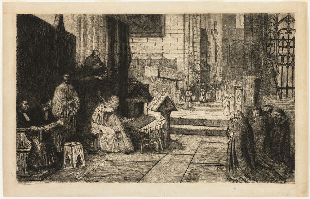 Procession in a Spanish Church by Alphonse Legros