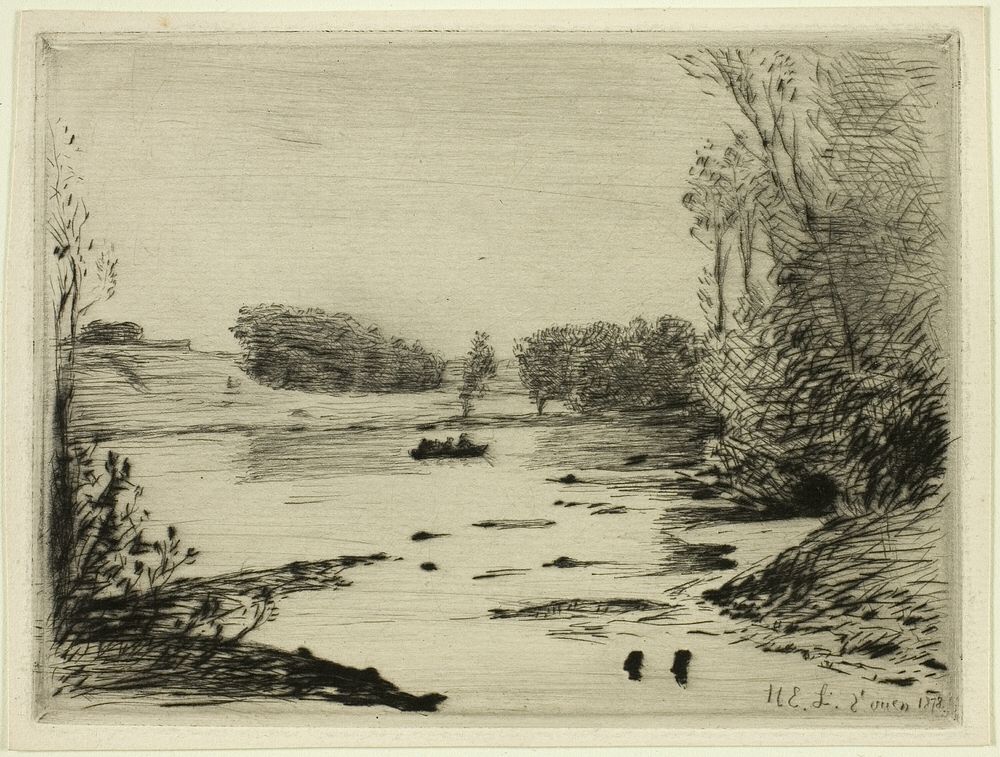River Scene with Rowers by Henri-Emile Lessore