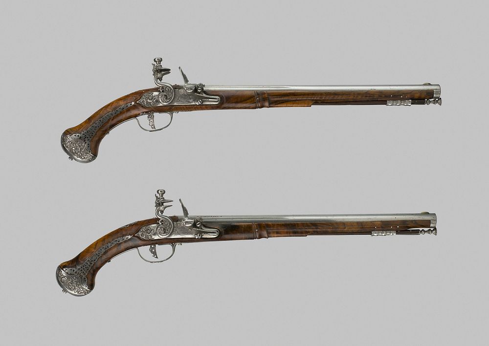 Pair of Flintlock Holster Pistols by Lazzarino Cominazzo