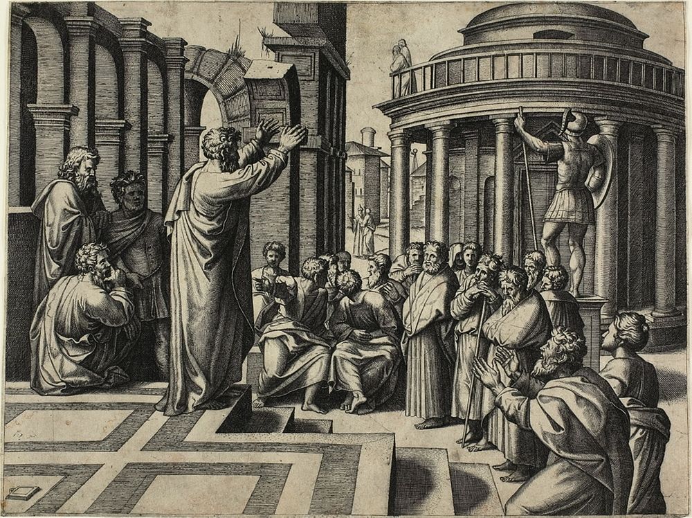 Saint Paul Preaching at Athens by Marcantonio Raimondi