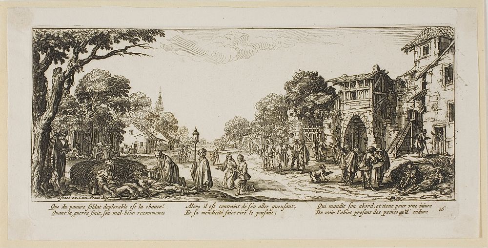 Dying Soldiers by the Roadside, plate sixteen from The Large Miseries of War by Gerrit Lucasz van Schagen