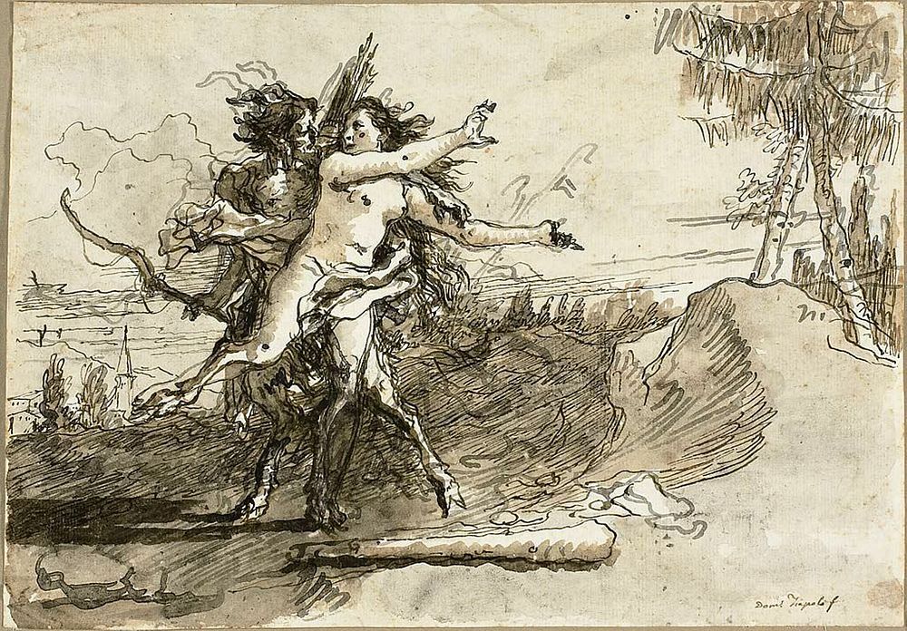 Satyr Surprising a Satyress by Giovanni Domenico Tiepolo