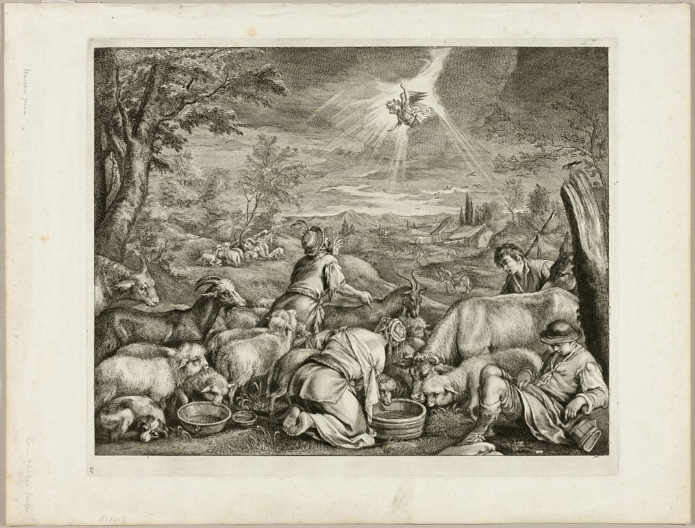 The Calling of Abraham (or The Annunciation to the Shepherds), from Cainet Reynst by Cornelis Visscher