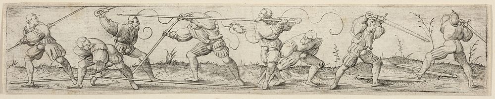 Eight Soldiers Engaged in Fencing Exercises by Virgilius Solis, the Elder