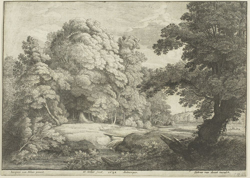 The Bridge Over the Waterfall by Wenceslaus Hollar