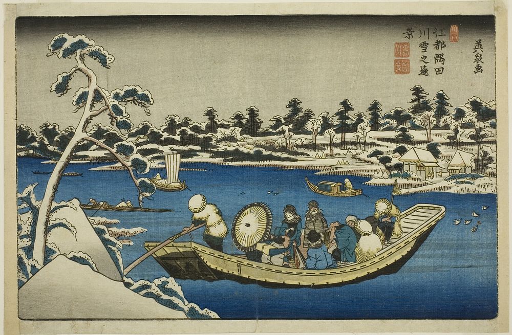 Distant View of Snow on the Sumida River in Edo by Keisai Eisen