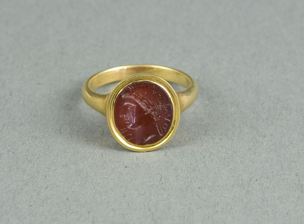 Finger Ring with Intaglio Depicting the Head of a Woman by Ancient Roman