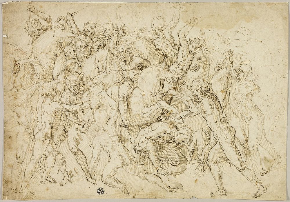 Battle between Cavalry and Foot Soldiers by Girolamo Genga