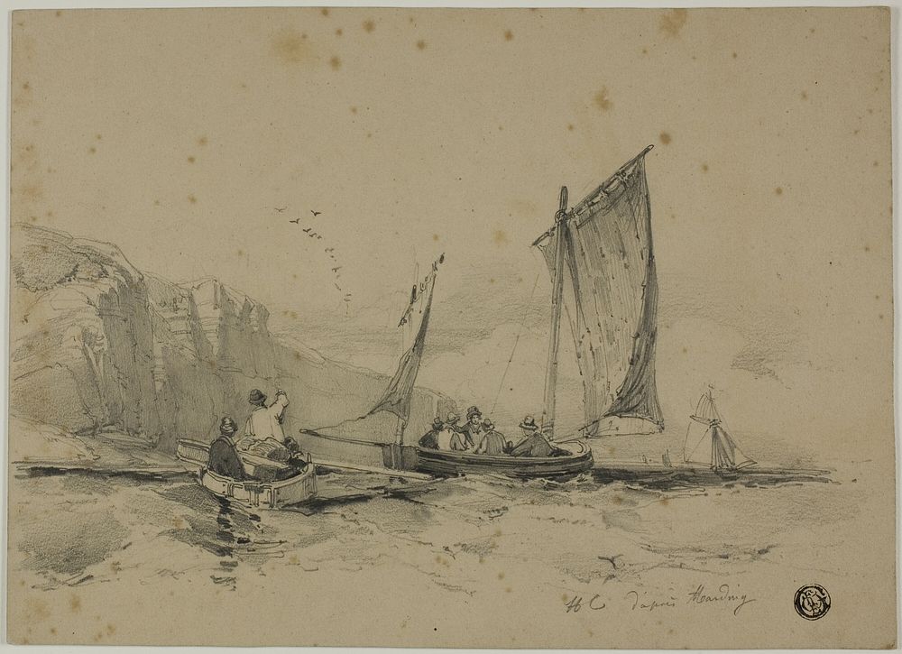 Fishing Boats Near Cliffs by James Duffield Harding