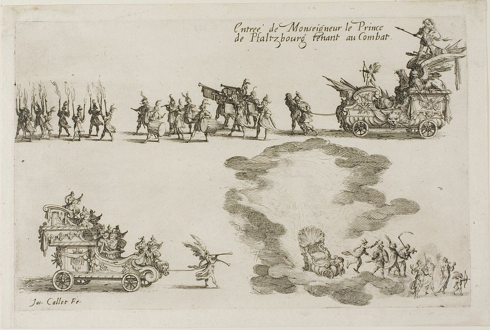 Entry of the Monseigneur the Prince of Phalsbourg, Defender in the Combat, from The Combat at the Barrier by Jacques Callot