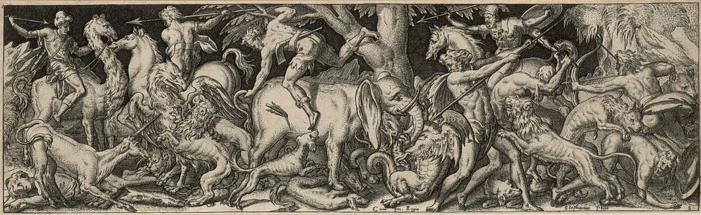 Combat of Men and Animals by Étienne Delaune