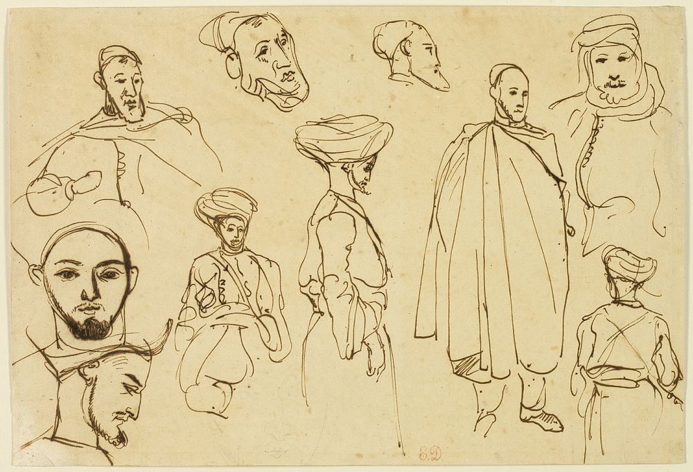 Sketches of Algerian Men by Eugène Delacroix