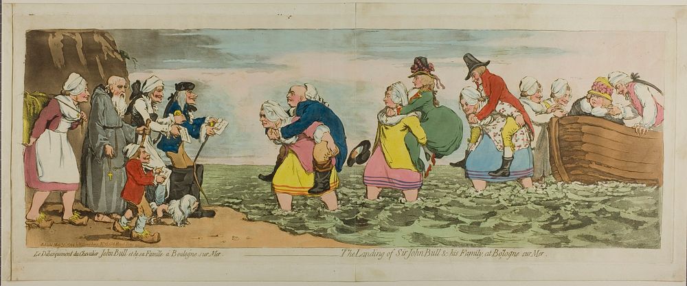 The Landing of Sir John Bull & His Family, at Boulogne sur mer by James Gillray