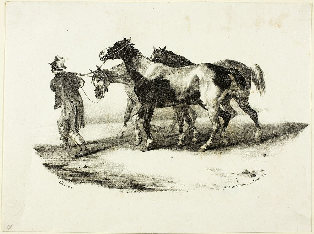Horses Being Led to the Skinner by Jean Louis André Théodore Géricault