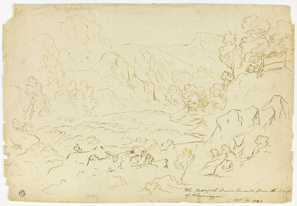 The Fall of the River Tumble (recto); View of Fastraly (verso) by Joseph Mallord William Turner (Artist (original))