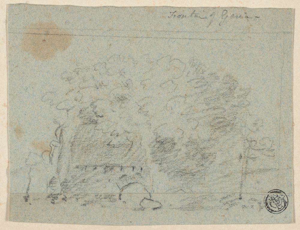 Sketch of Trees Near Bridge (recto); Sketch of Building (verso) by Richard Wilson