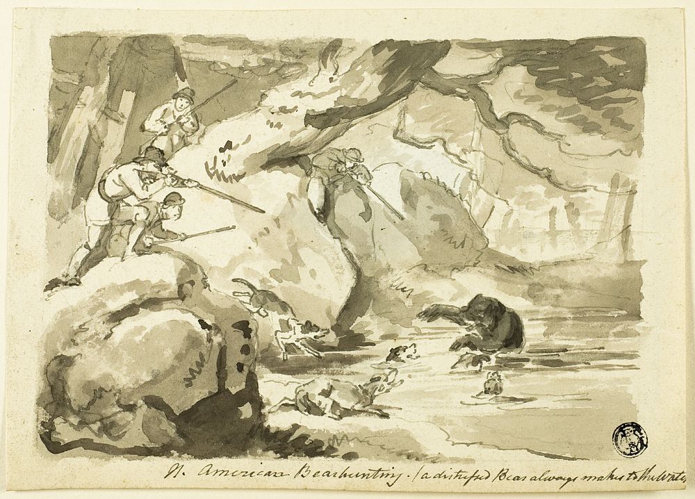 North American Bear Hunting (recto); Shell (verso) by Samuel Howett