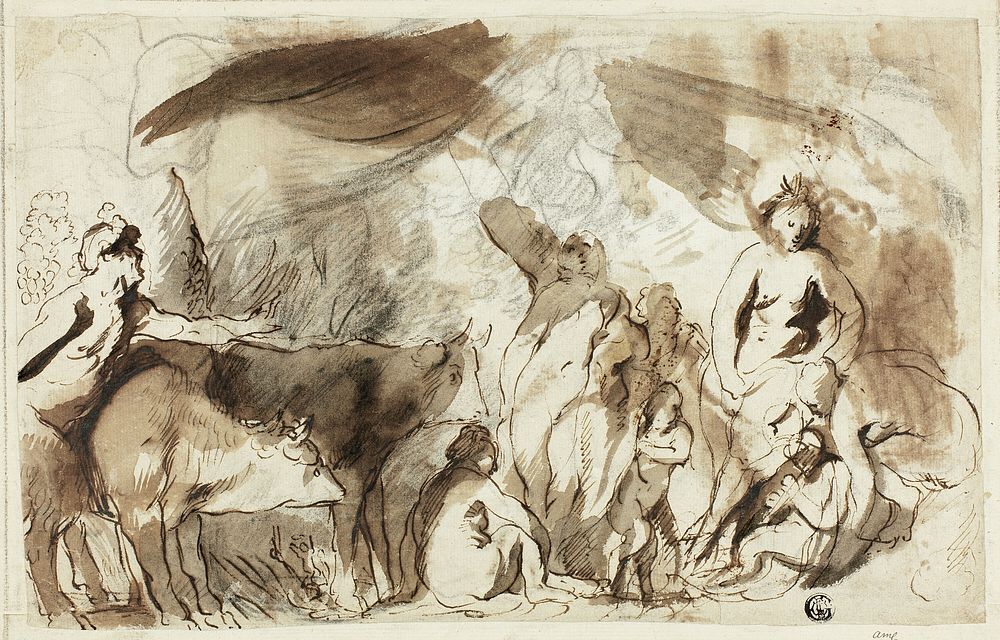Study for the Sine Baccho et Cerere Friget Venus (recto); Family of Darius before Alexander (verso) by Jacob Jordaens