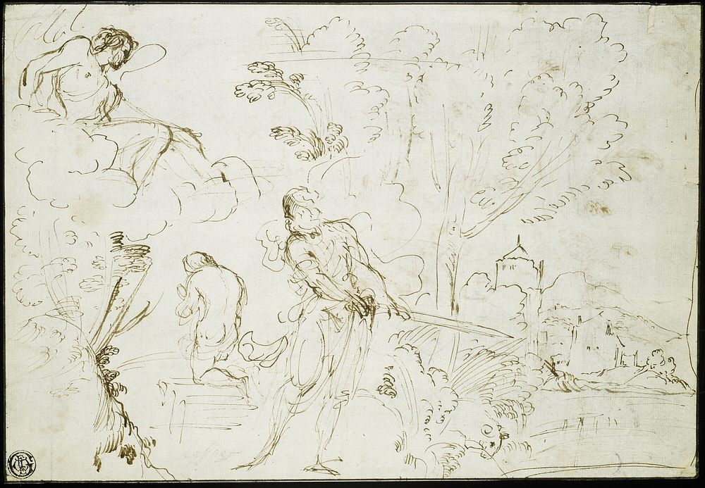 Sacrifice of Isaac (recto); Jacob's Dream (verso) by Guercino