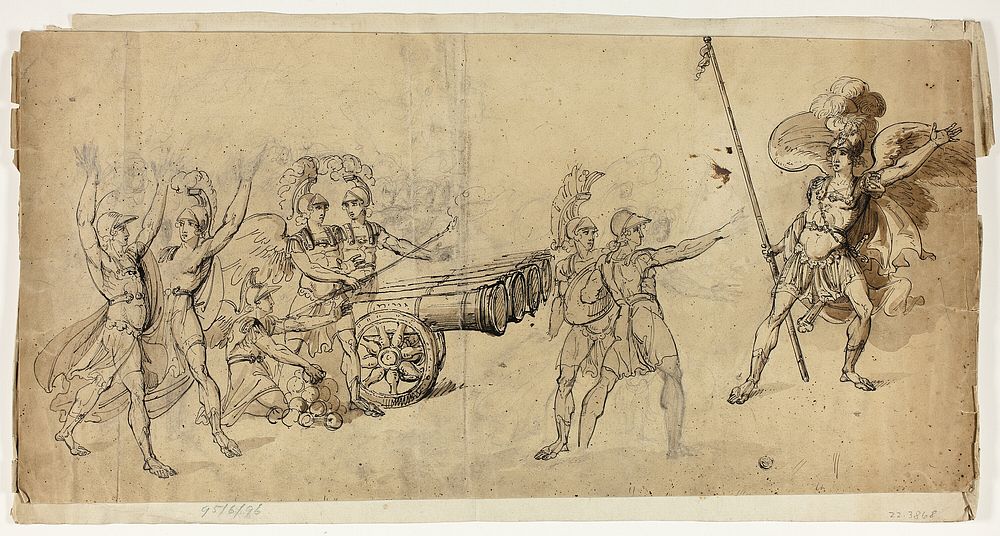Angelic Artillery (recto); Battle Scene (verso) by Unknown artist