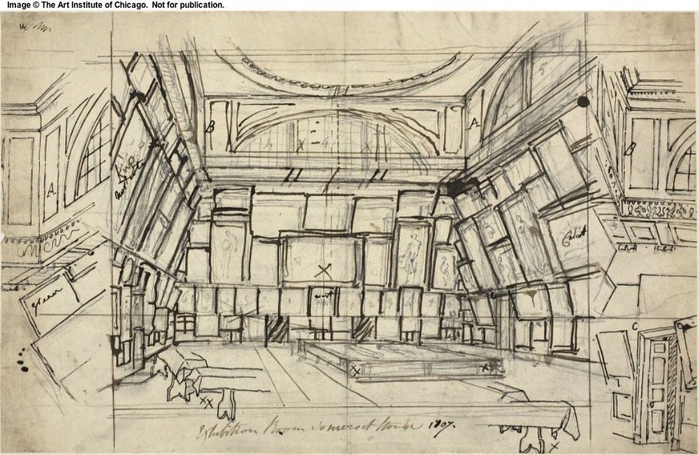 Study for Exhibition Room, Somerset House, from Microcosm of London by Augustus Charles Pugin