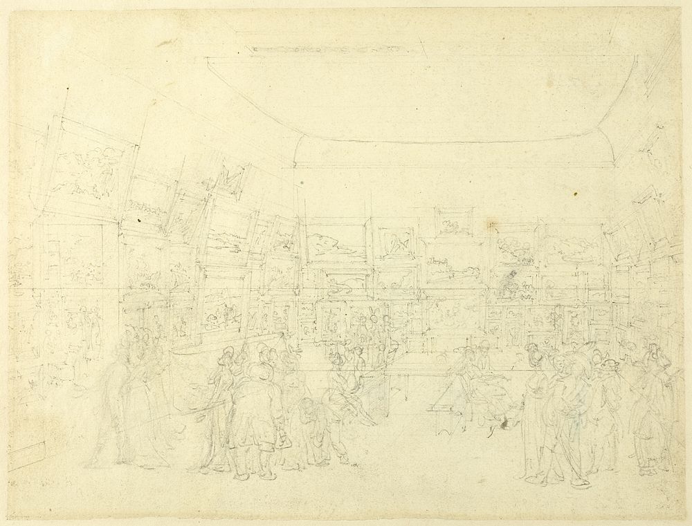 Study for Exhibition of Water Colored Drawings, Old Bond Steet, from Microcosm of London by Augustus Charles Pugin