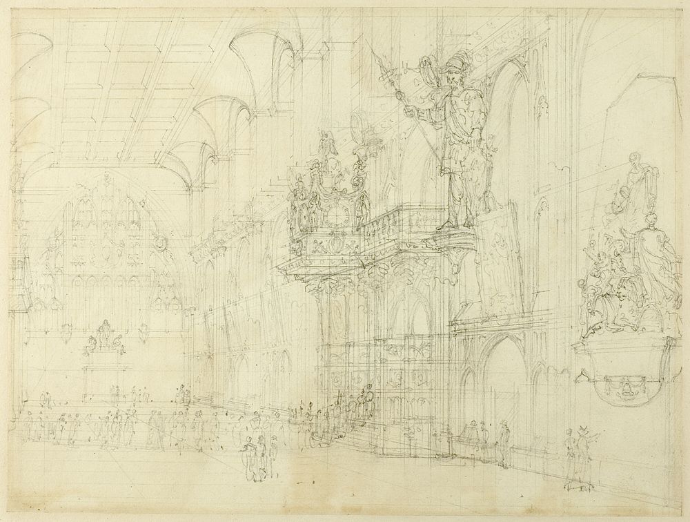 Study for Guild Hall, from Microcosm of London by Augustus Charles Pugin