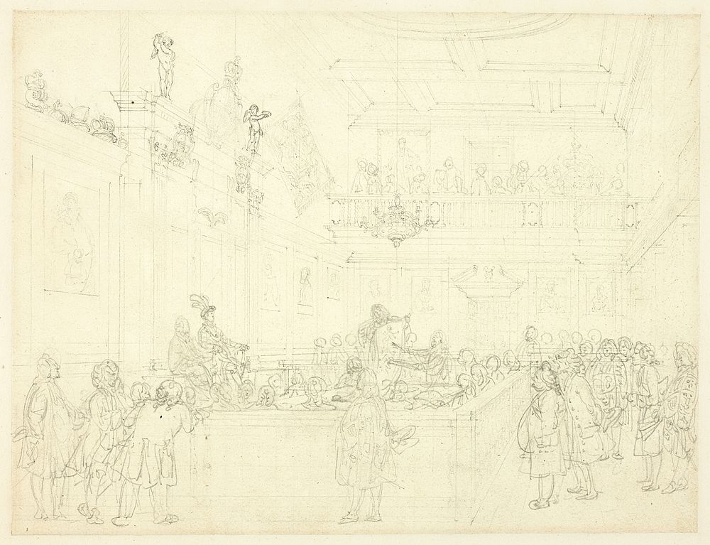 Study for Herald's College, The Hall, from Microcosm of London by Augustus Charles Pugin