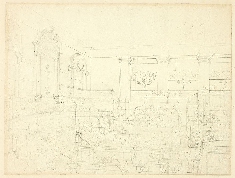 Study for Old Bailey, from Microcosm of London by Augustus Charles Pugin