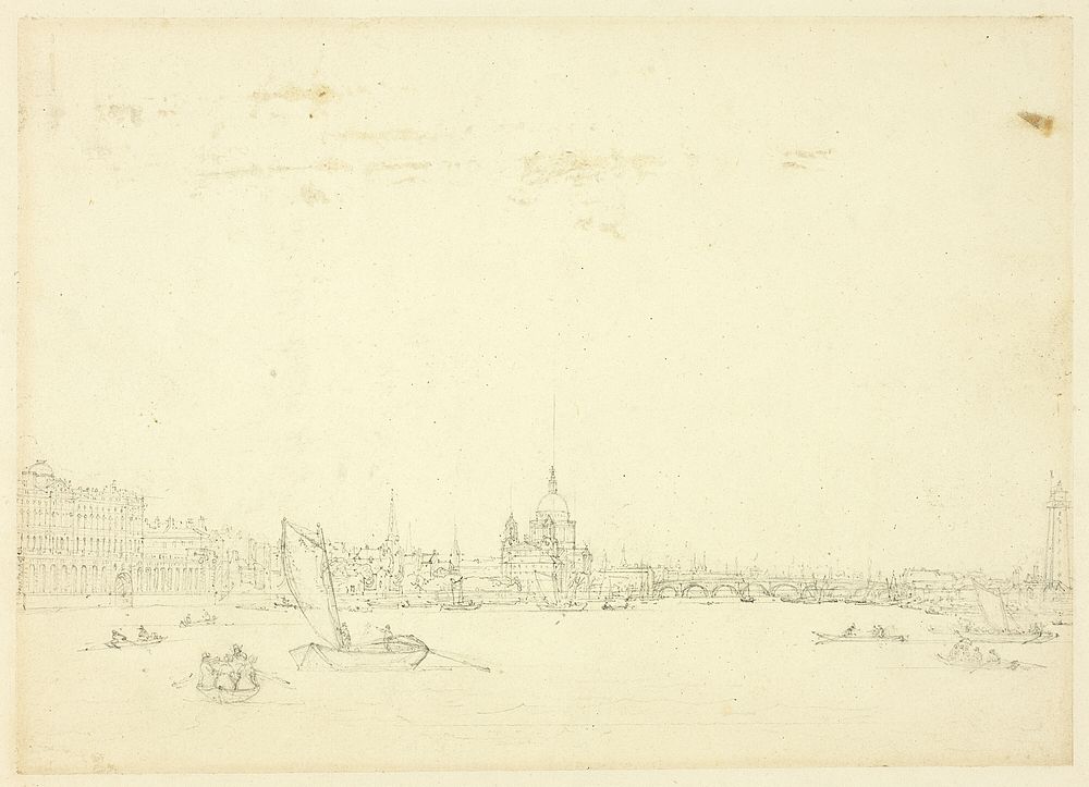 Study for View of London from the Thames by Augustus Charles Pugin