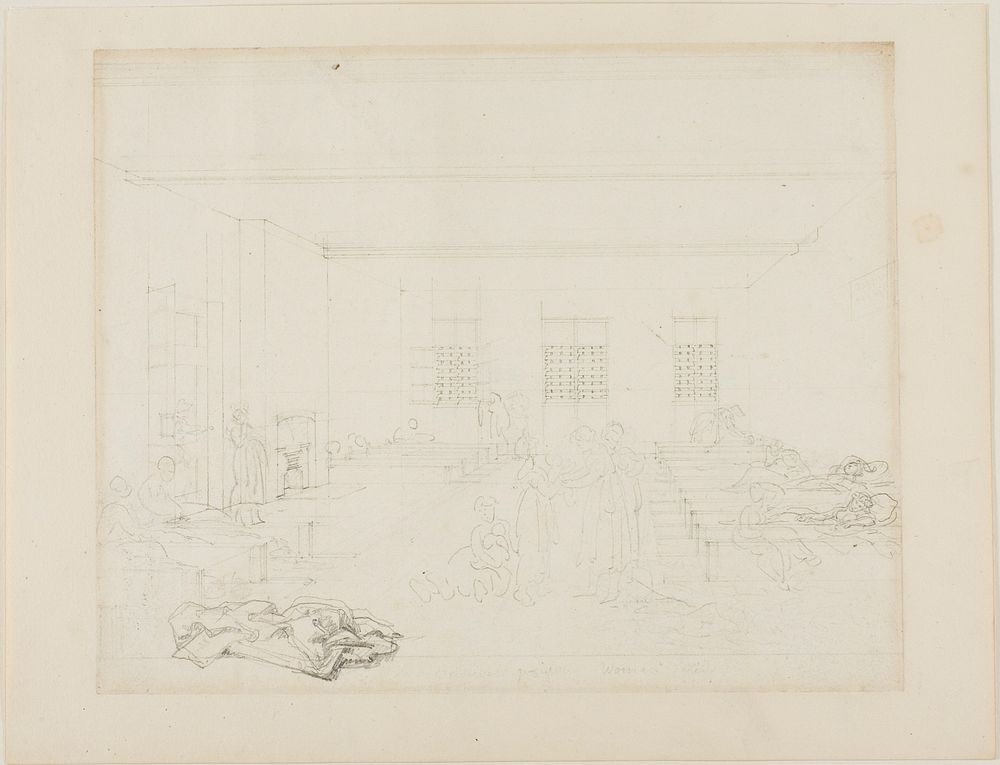 Study for Bridewell Prison, Women's Side, from Microcosm of London by Augustus Charles Pugin