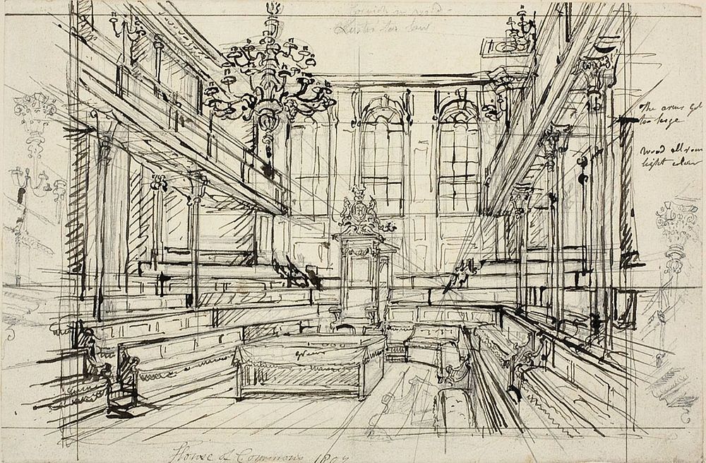Study for House of Commons, from Microcosm of London by Augustus Charles Pugin