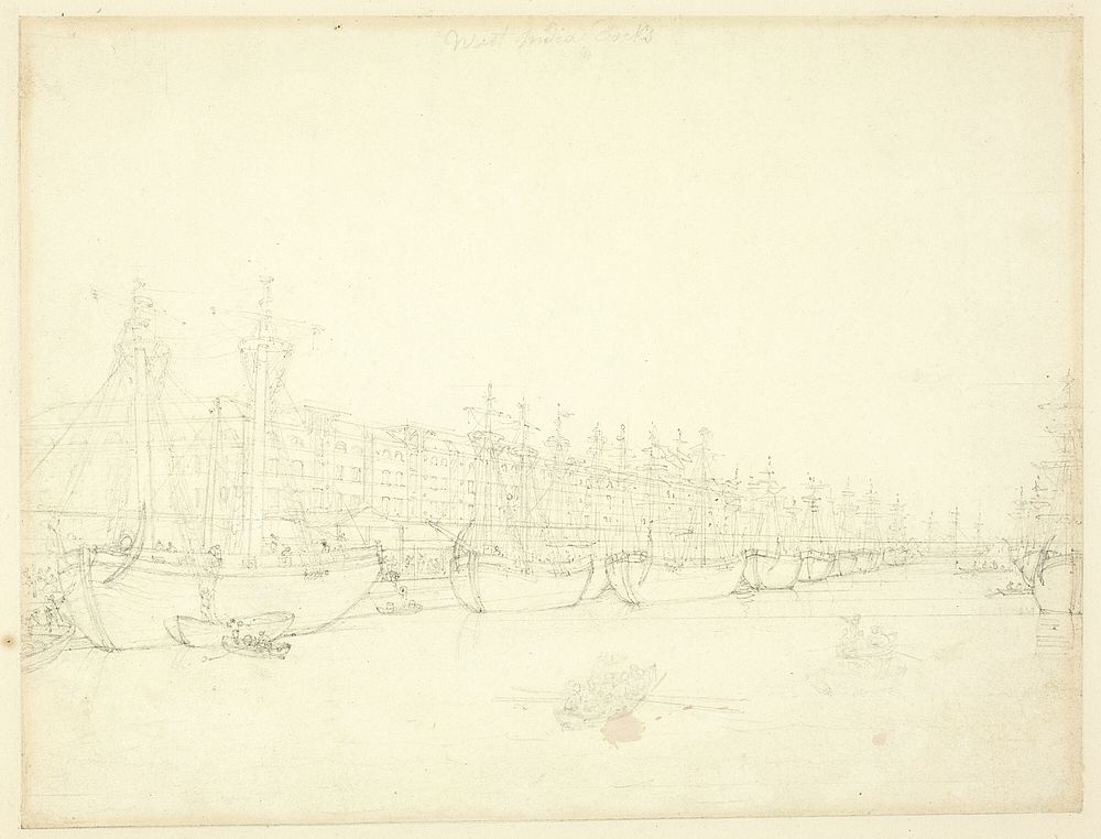 Study for West India Docks, from Microcosm of London by Augustus Charles Pugin