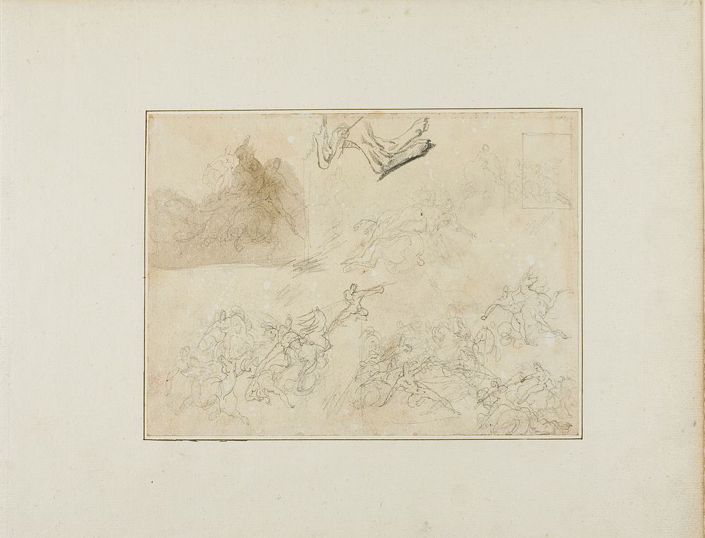 Sketches for a Cavalry Battle; the Hind Legs of a Dog by Jean Louis André Théodore Géricault