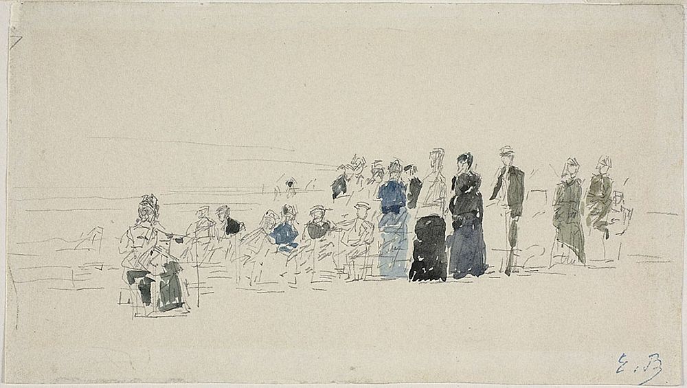 Petticoats on the Beach (recto); Breton Women on the Beach (verso) by Eugène Louis Boudin