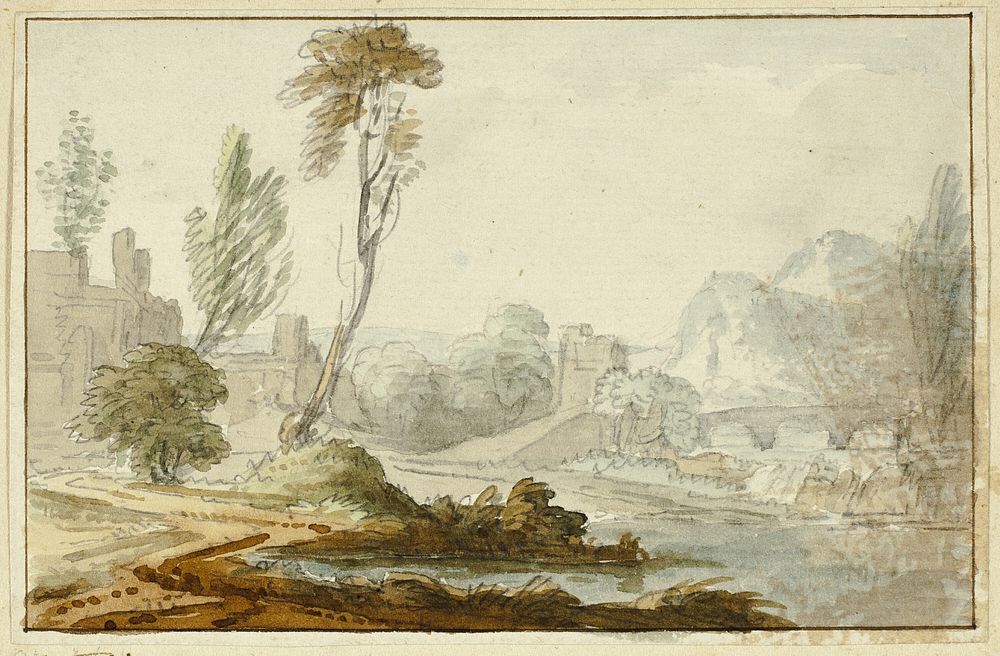 Idyllic Landscape by Jean Baptiste Claude Chatelain