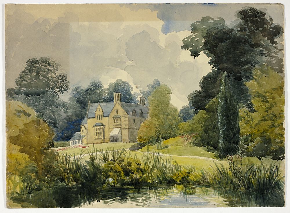 Manor House Seen from Pond by Unknown artist (Unknown Amateur)